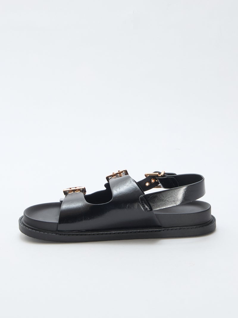 Mules en simili avec 3 brides réglables Noir - Kiabi