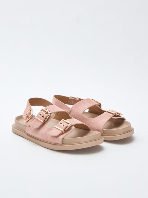 Mules en suédine avec brides ajustables à l'arrière - Kiabi