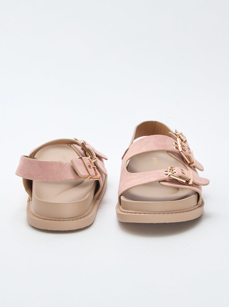 Mules en suédine avec brides ajustables à l'arrière Marron - Kiabi