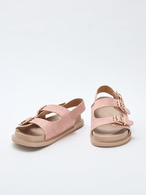 Mules en suédine avec brides ajustables à l'arrière - Kiabi