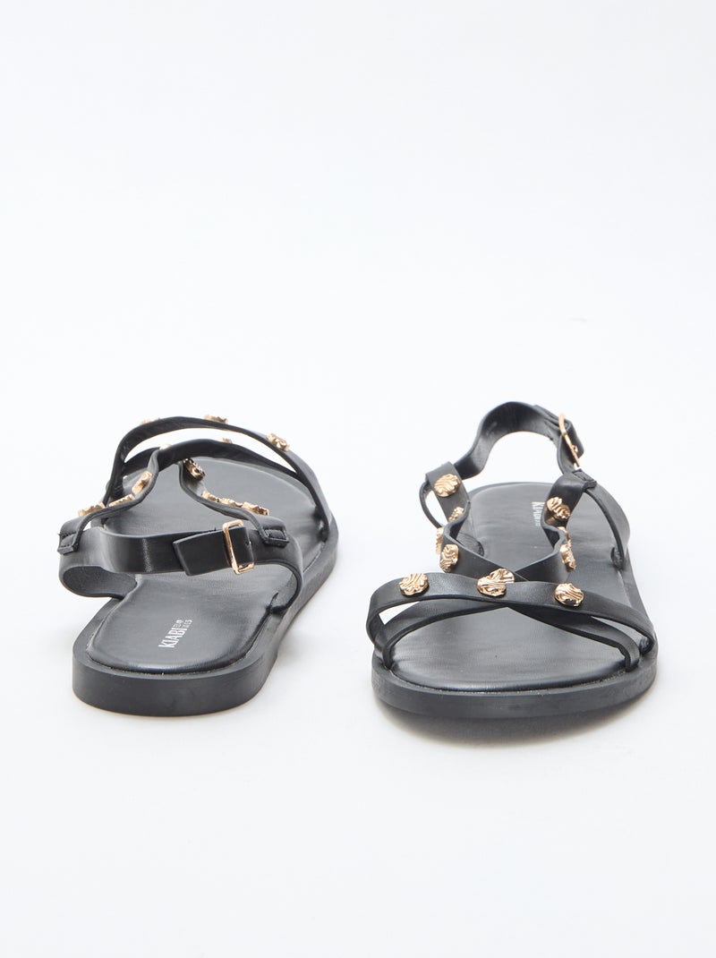 Mules mit Multi-Riemen und Glanznieten Schwarz - Kiabi