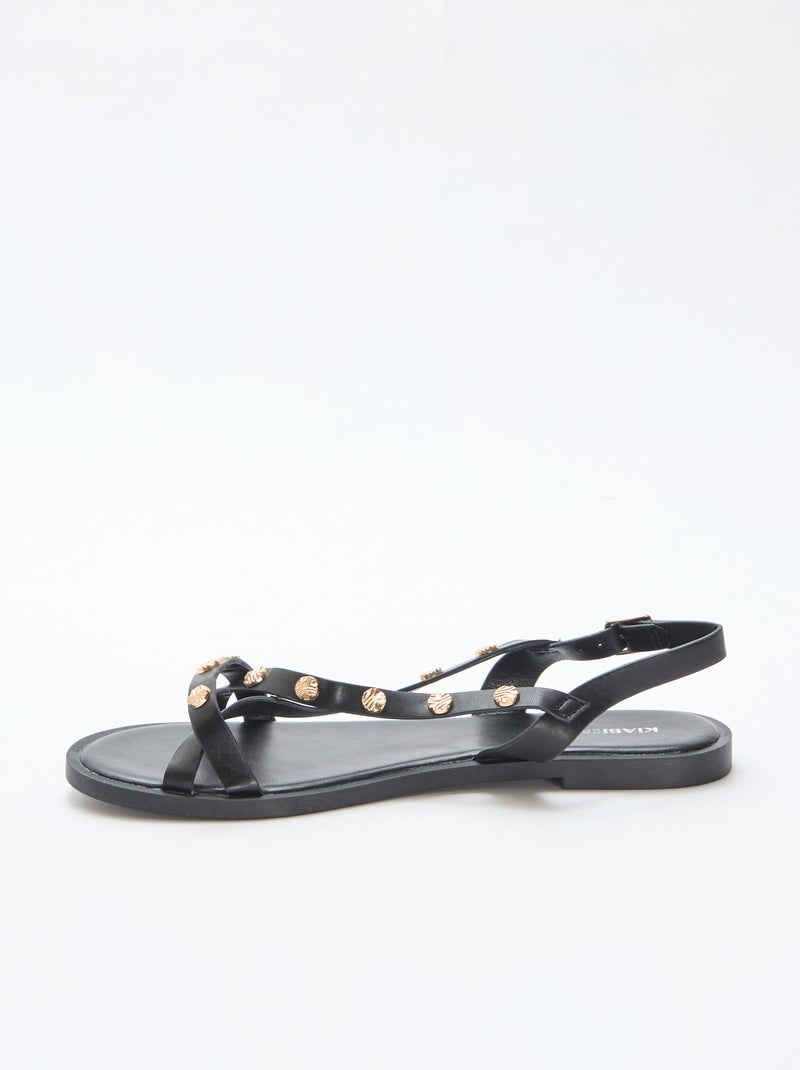 Mules mit Multi-Riemen und Glanznieten Schwarz - Kiabi