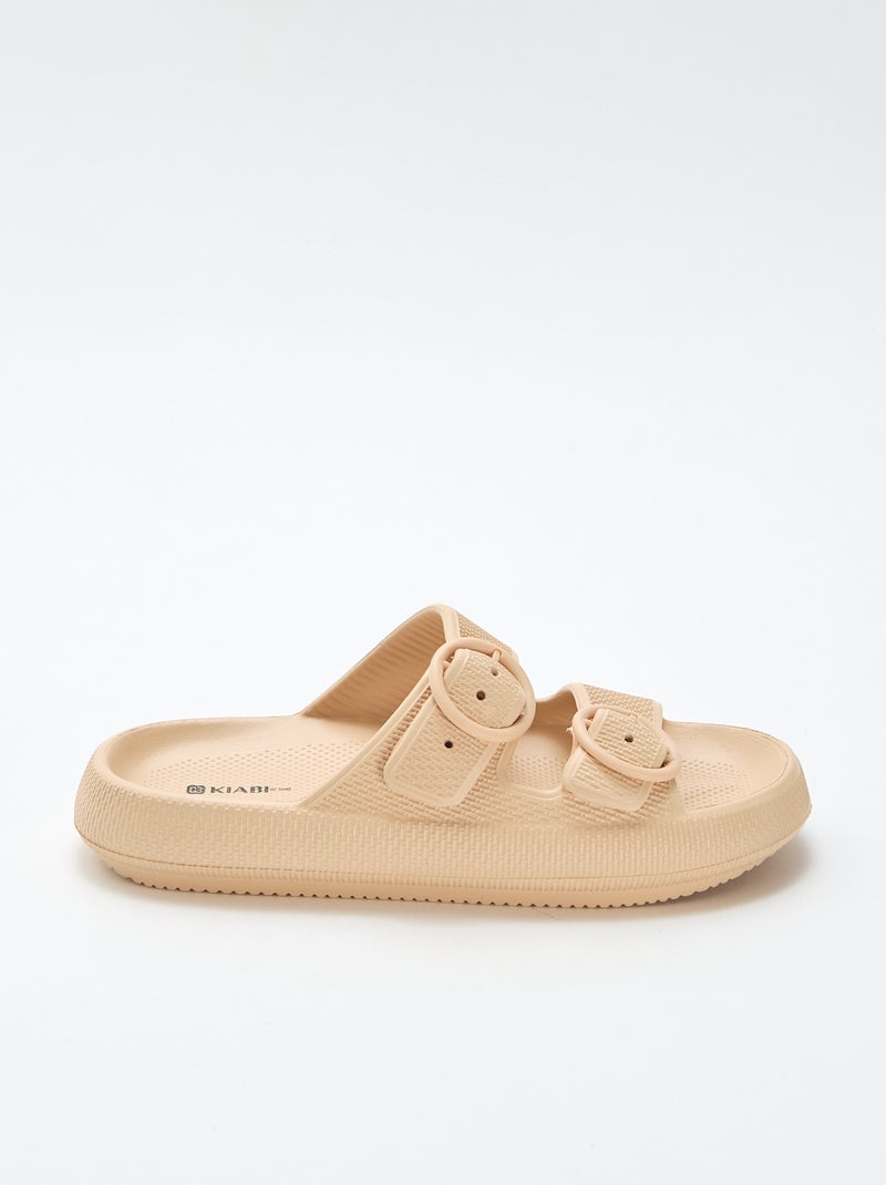 Mules unies à double bride Beige - Kiabi
