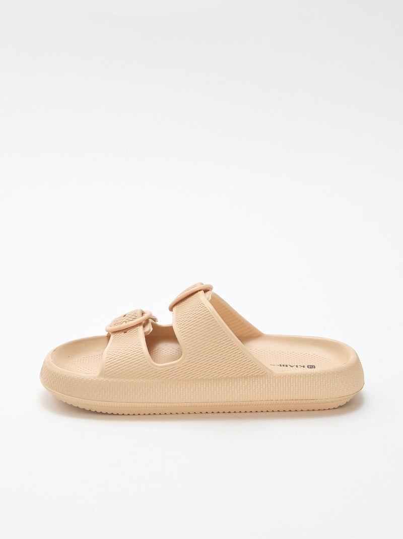 Mules unies à double bride Beige - Kiabi
