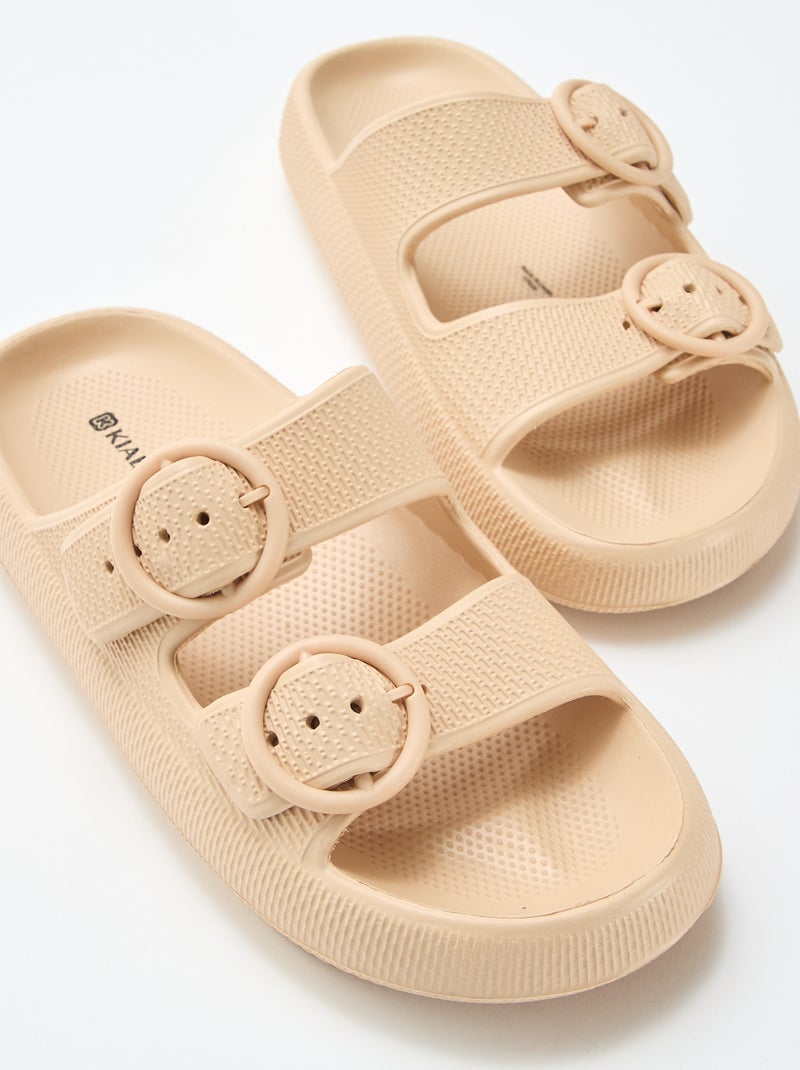 Mules unies à double bride Beige - Kiabi