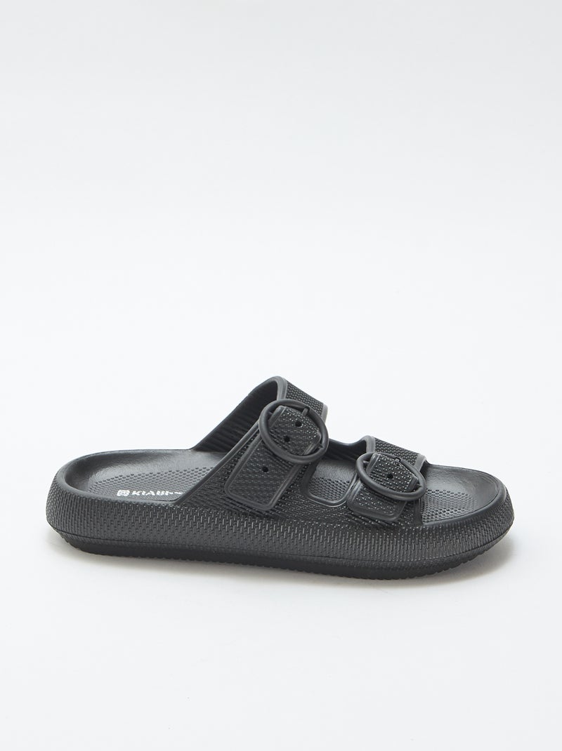 Mules unies à double bride Noir - Kiabi
