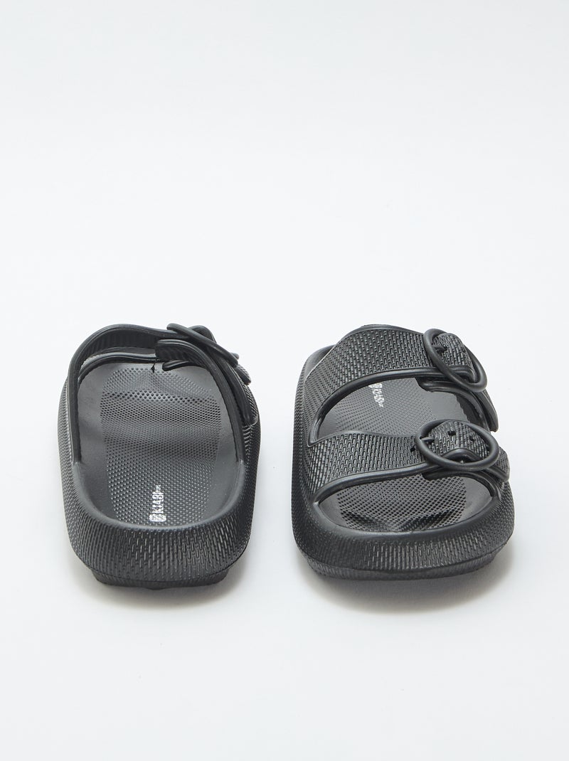 Mules unies à double bride Noir - Kiabi