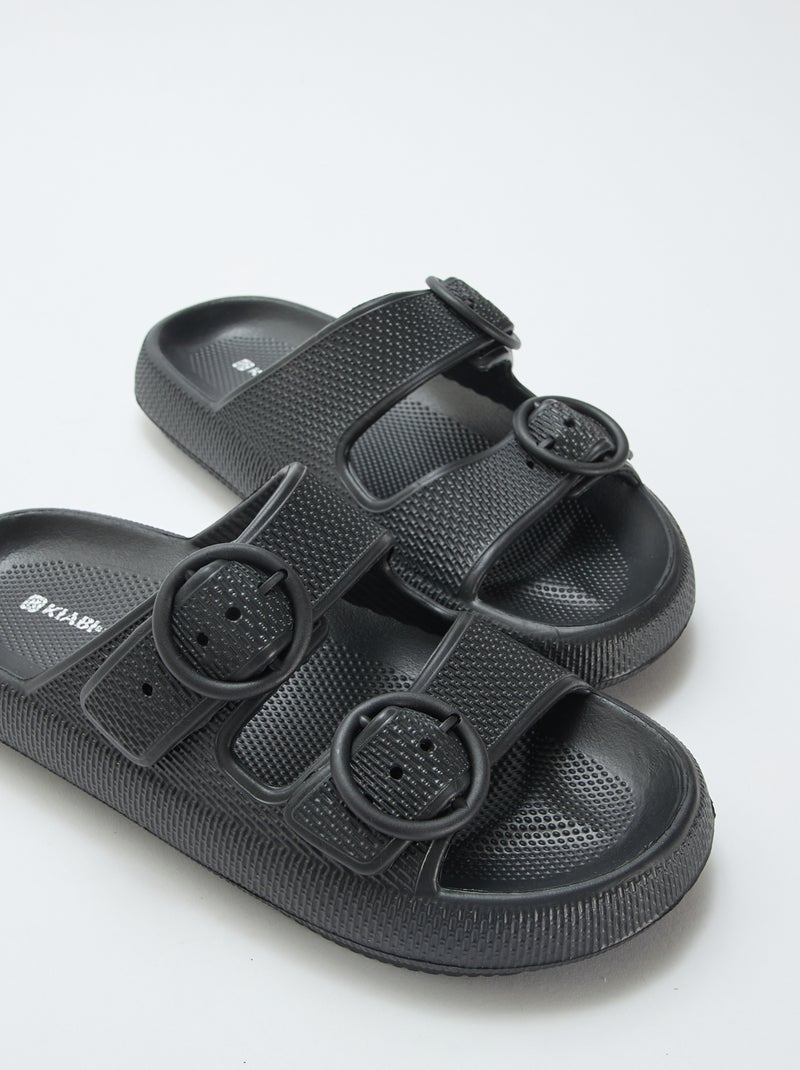 Mules unies à double bride Noir - Kiabi