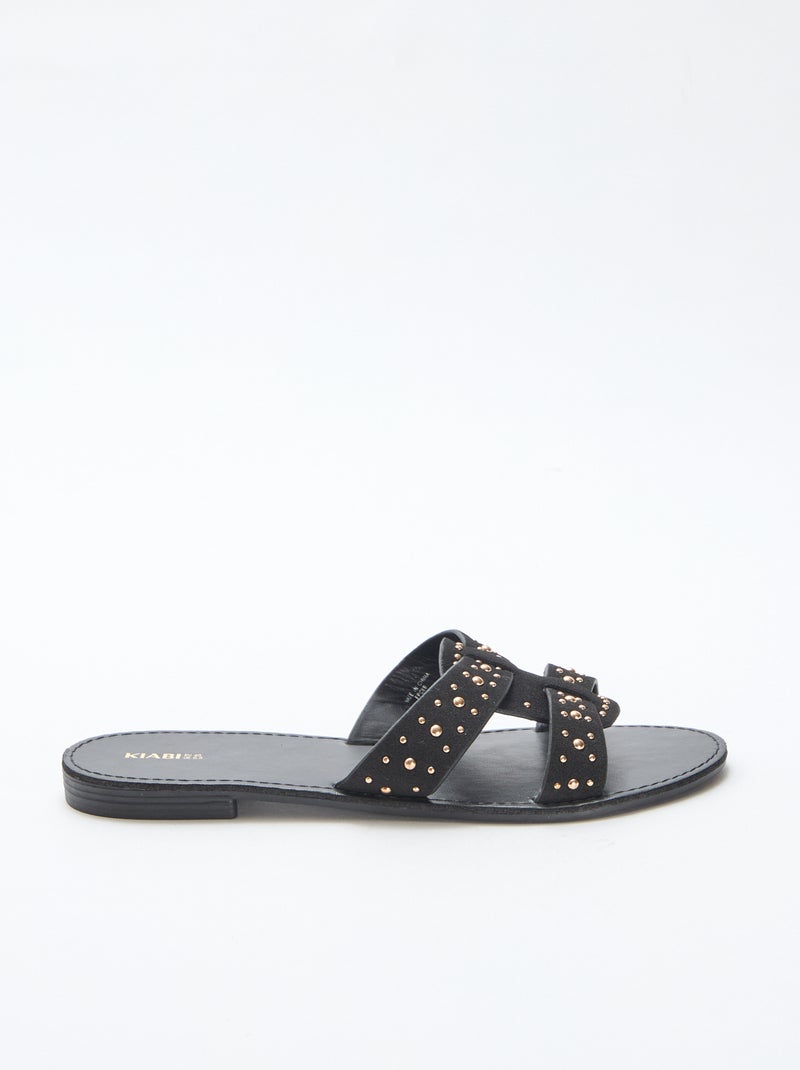 Mules with a Shimmering Macrame Strap Black - Kiabi