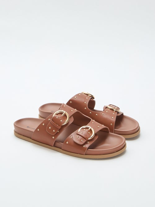 Mules with Gold-Tone Buckle Straps - Kiabi