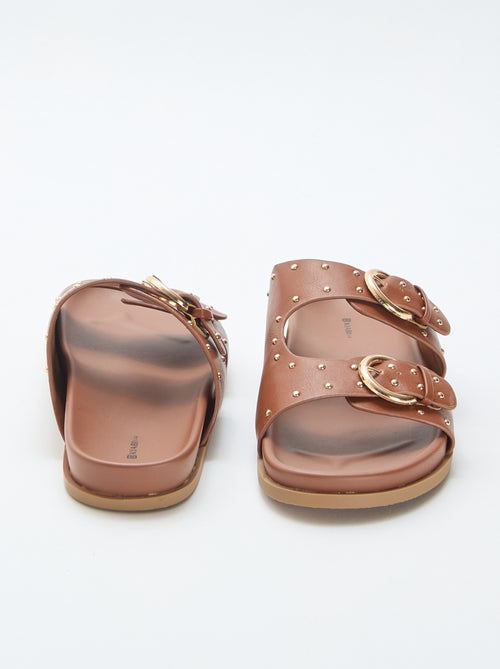Mules with Gold-Tone Buckle Straps - Kiabi