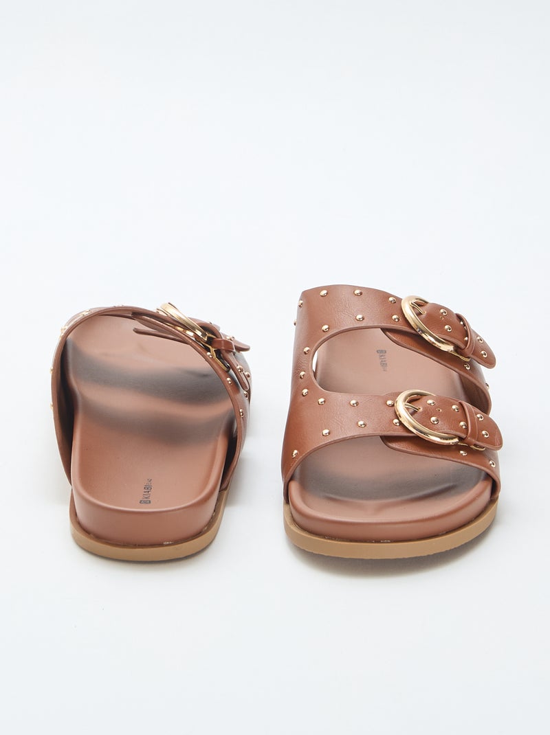 Mules with Gold-Tone Buckle Straps Brown - Kiabi