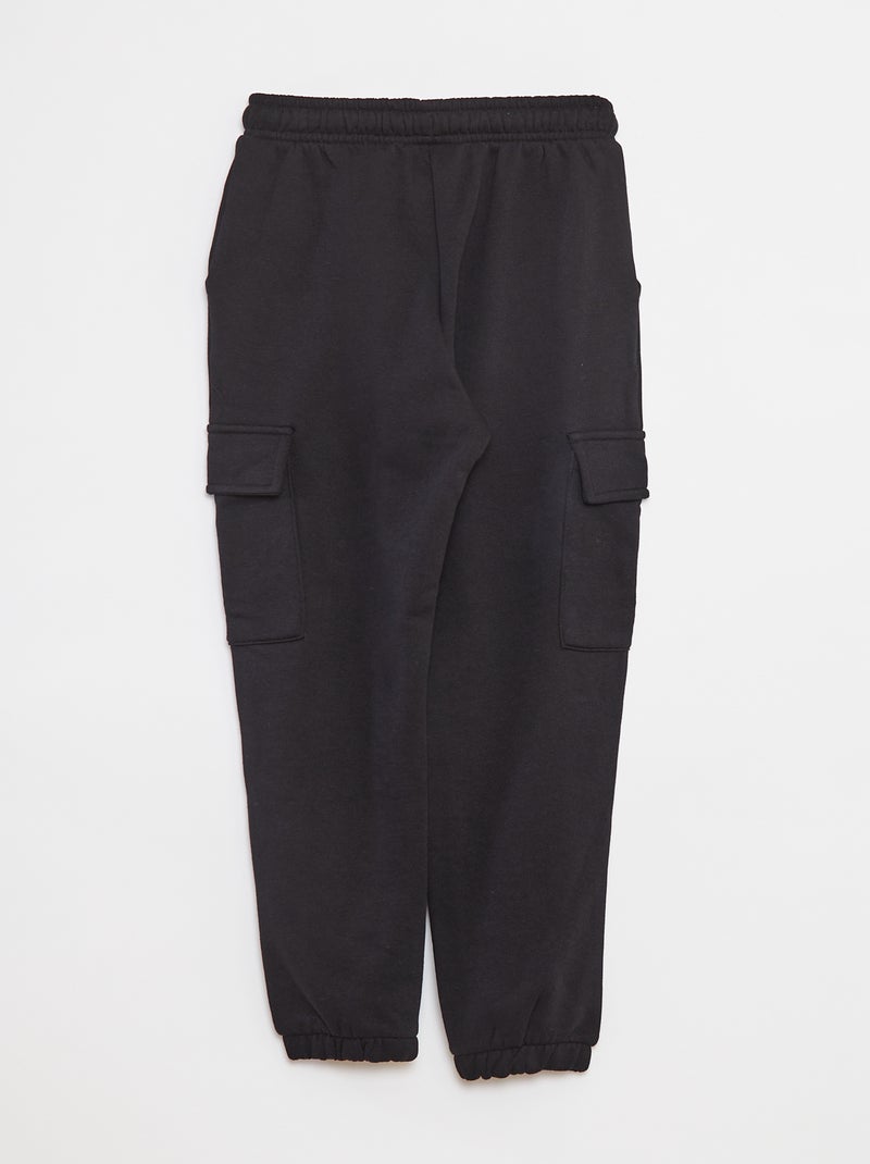 Multi-Pocket Fleece Joggers Black - Kiabi