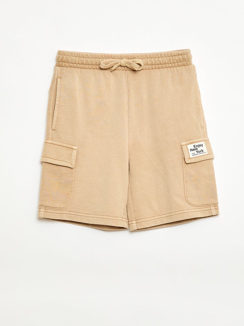 Multi-Pocket Fleece Shorts Beige - Kiabi