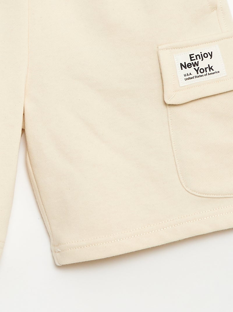 Multi-Pocket Fleece Shorts Beige - Kiabi