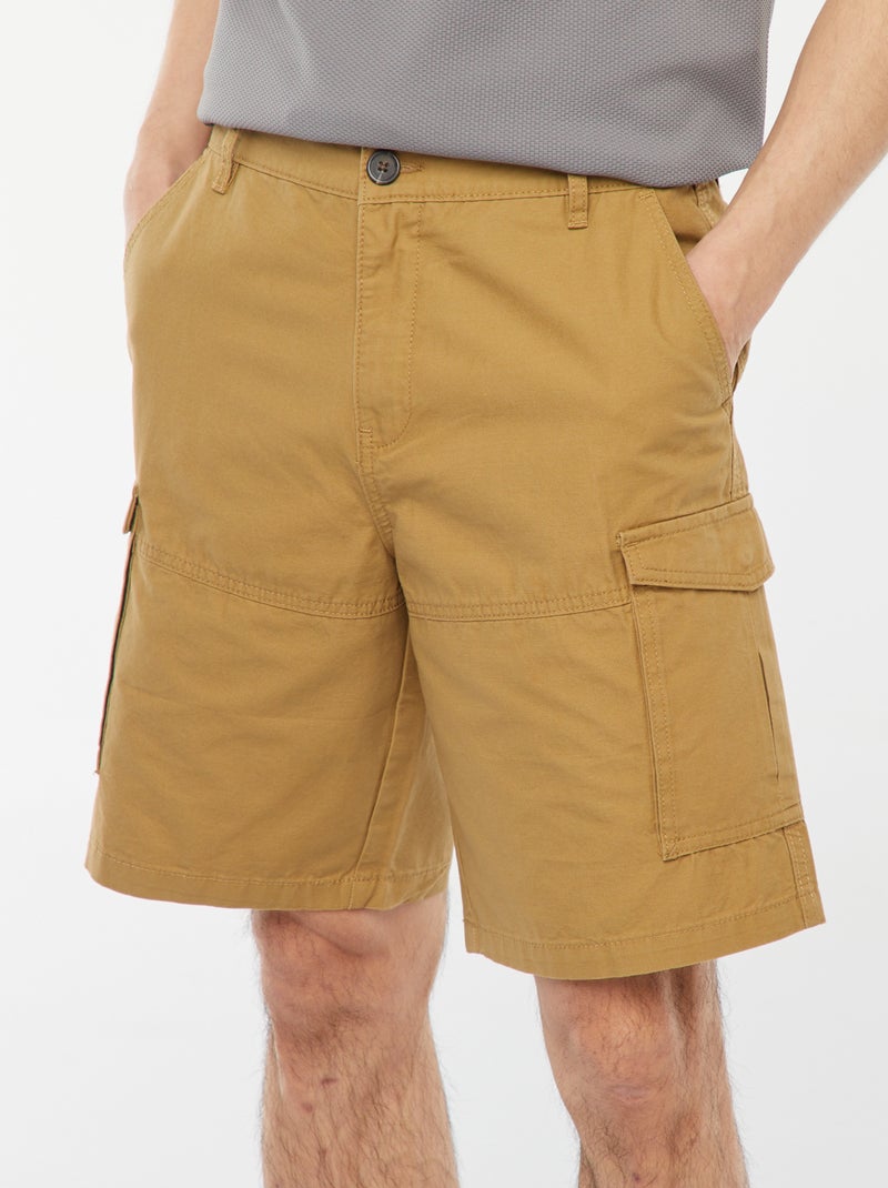 Multi-pocket plain twill chino Bermuda shorts Green - Kiabi