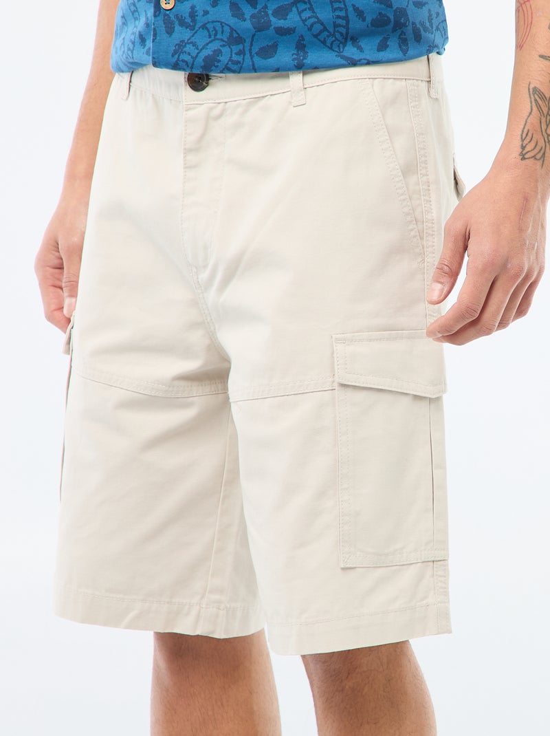 Multi-pocket plain twill chino Bermuda shorts Grey - Kiabi