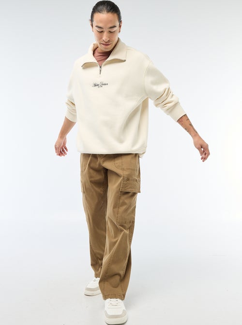 Multi-Pocket Solid Straight Leg Trousers / Regular Fit - Kiabi