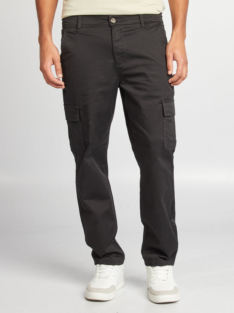 Multi-pocket straight fit trousers BLACK - Kiabi