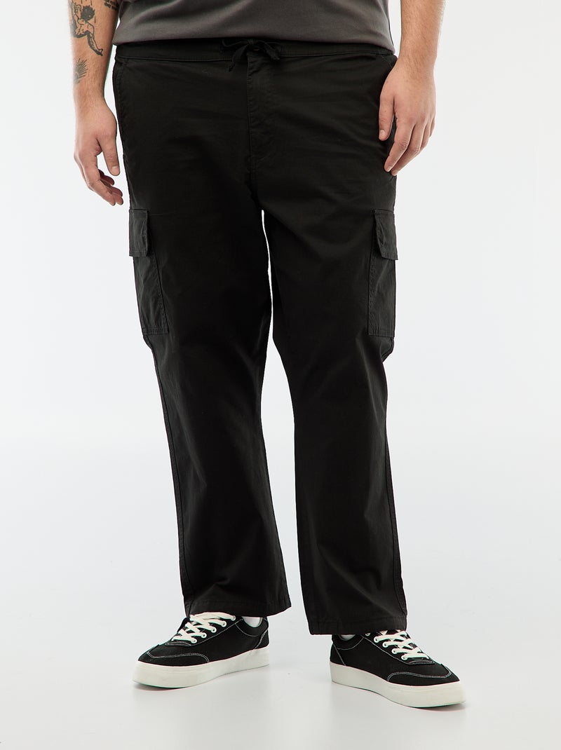Multi-pocket Straight Leg / Regular Fit Trousers Black - Kiabi