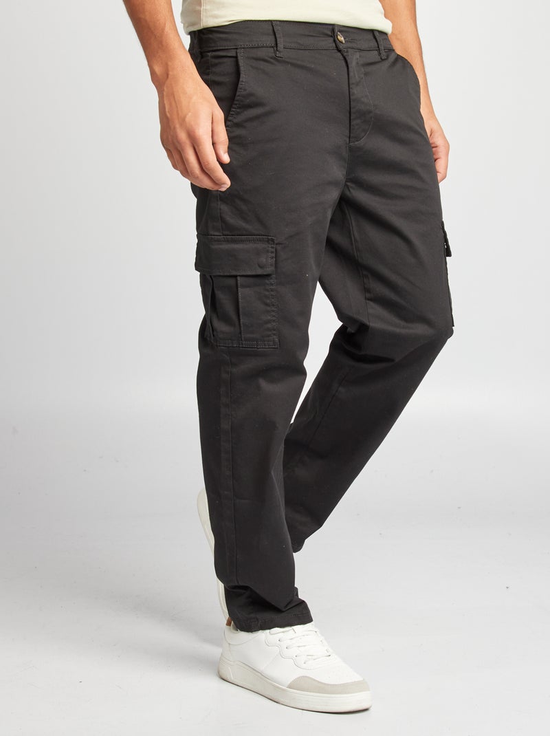 Multi-pocket straight-leg trousers BLACK - Kiabi