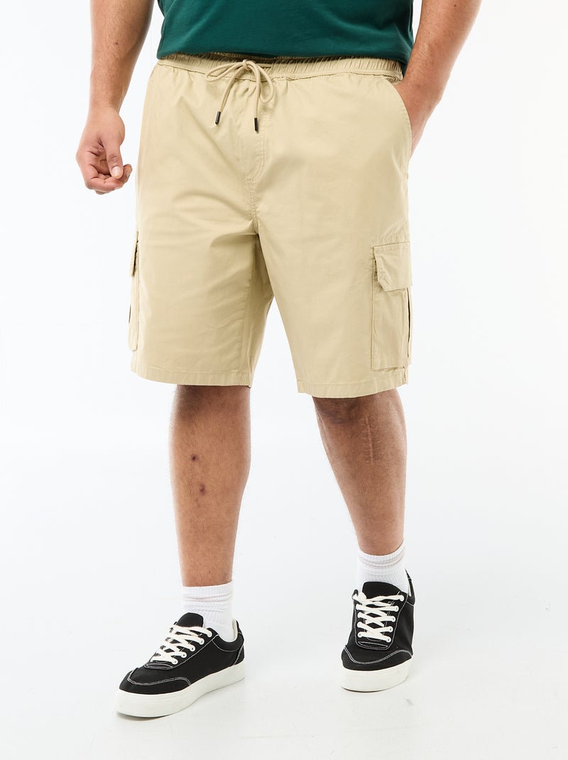 Multi-Pocket Twill Bermuda Shorts Beige - Kiabi
