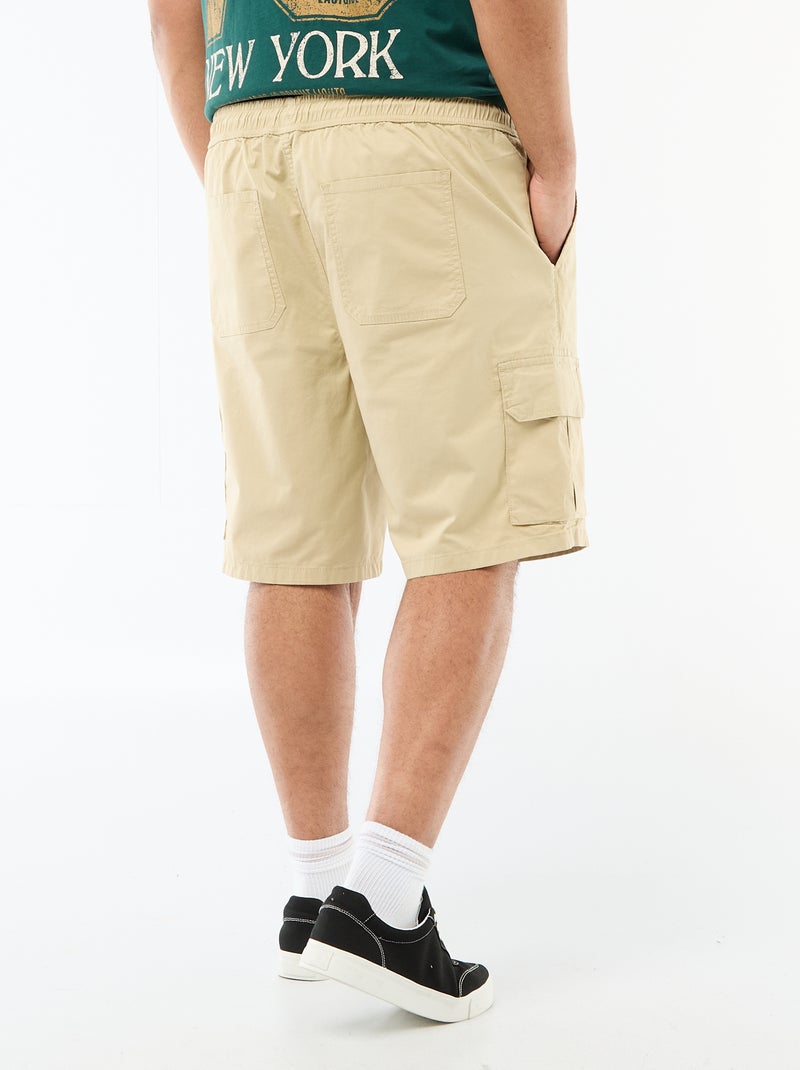 Multi-Pocket Twill Bermuda Shorts Beige - Kiabi