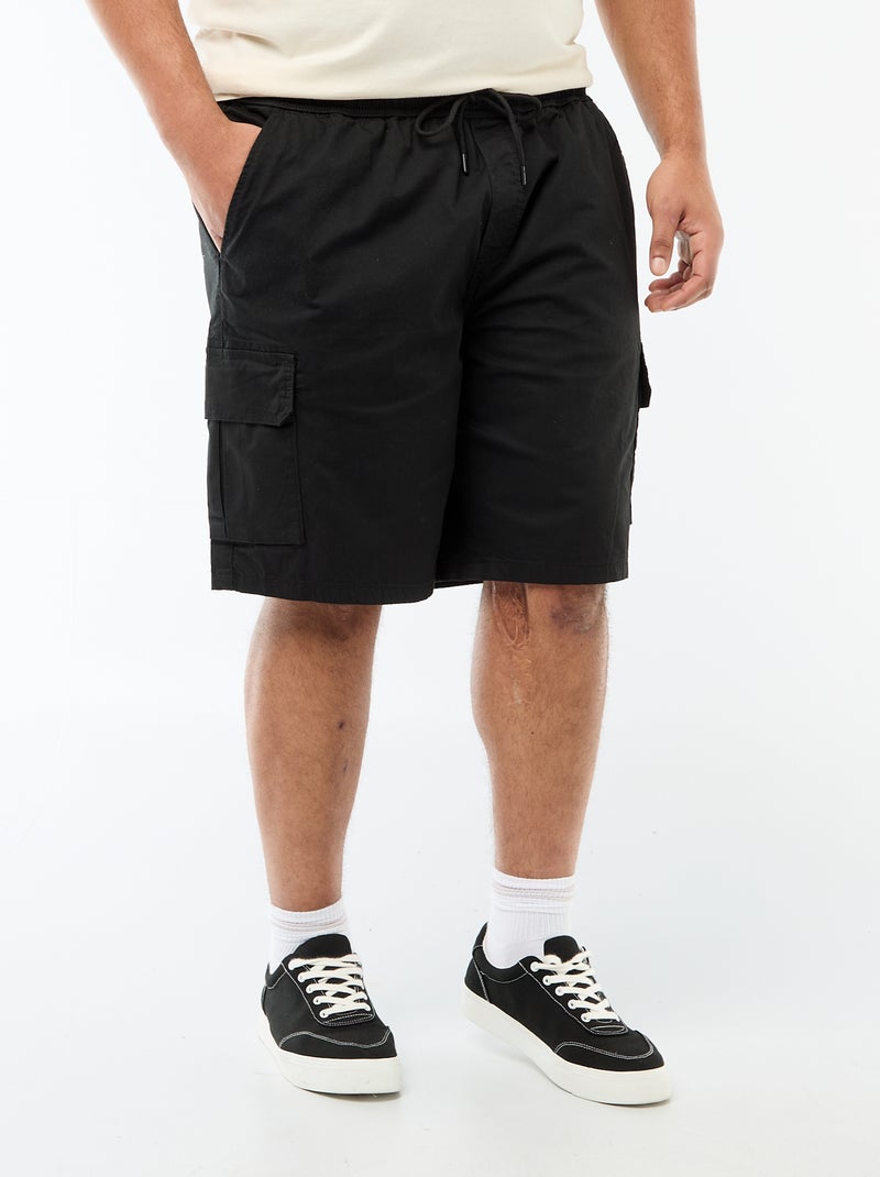 Multi-Pocket Twill Bermuda Shorts Black - Kiabi