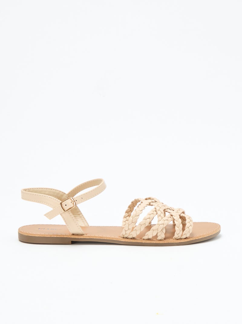 Multi-Strap Braided Sandals Beige - Kiabi