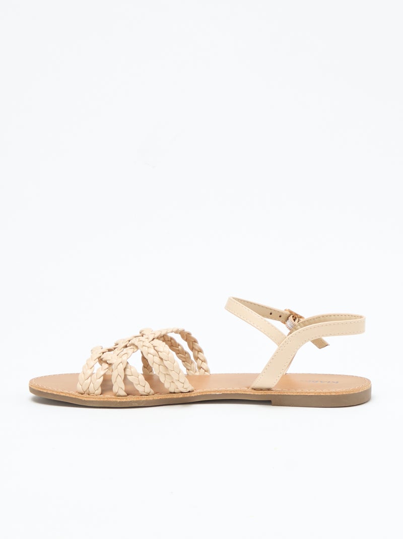 Multi-Strap Braided Sandals Beige - Kiabi