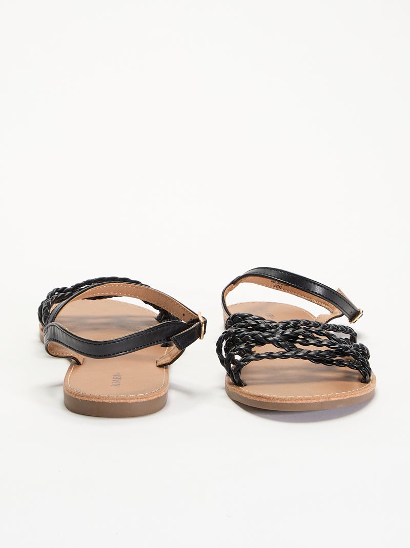 Multi-Strap Braided Sandals Black - Kiabi