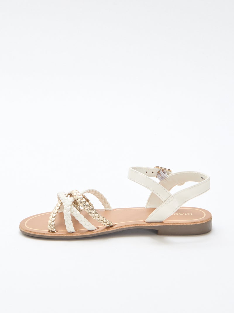 Multi-Strap Braided Sandals White - Kiabi