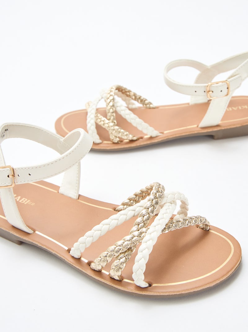 Multi-Strap Braided Sandals White - Kiabi