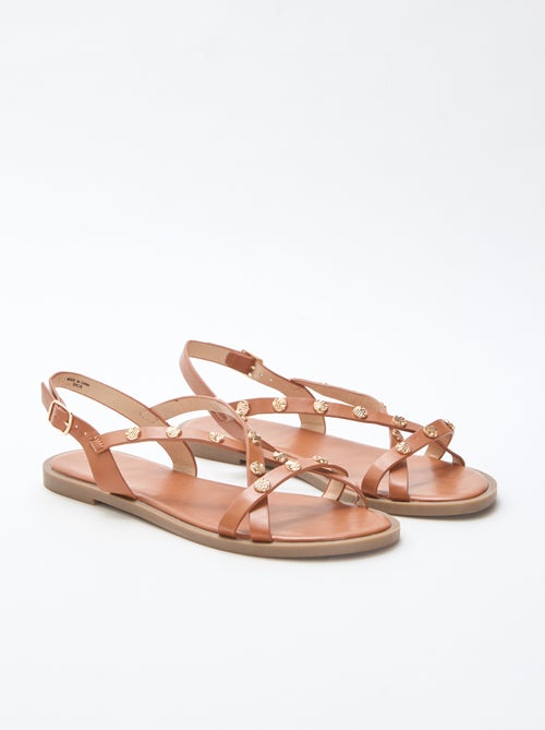 Multi-Strap Mules with Shiny Studs - Kiabi