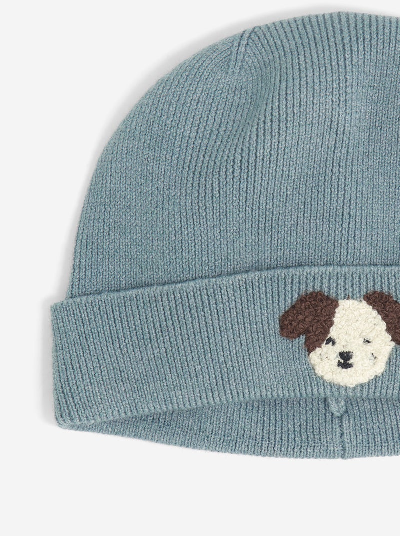 Mütze mit Hunde-Stickerei Bleu - Kiabi