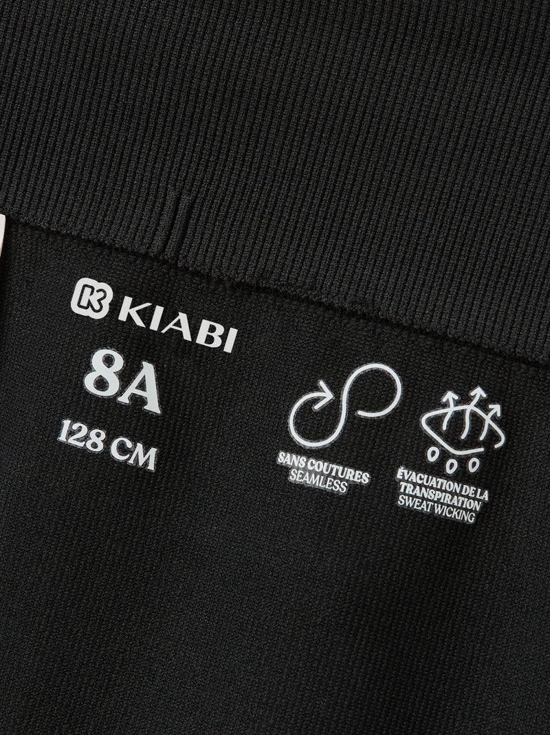 Nahtlose Sport-Radlerhose Schwarz - Kiabi