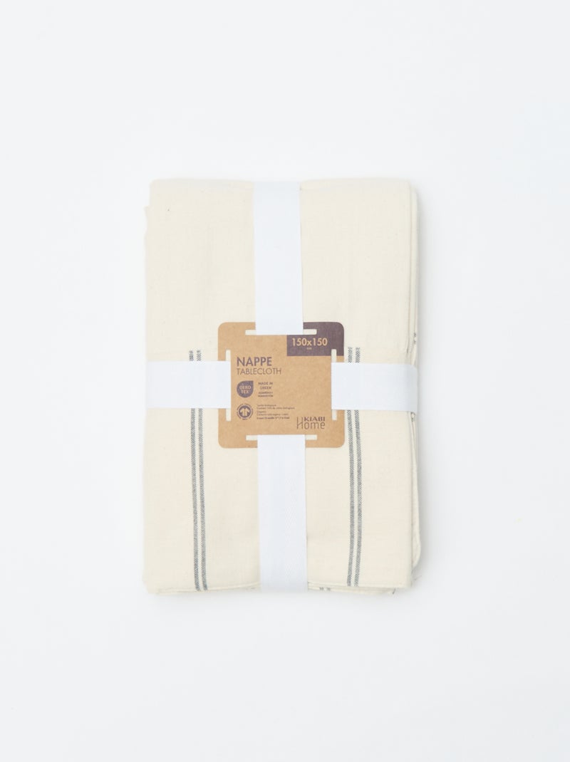 Nappe à rayures en coton (150x150 cm) - Kiabi Home Beige - Kiabi