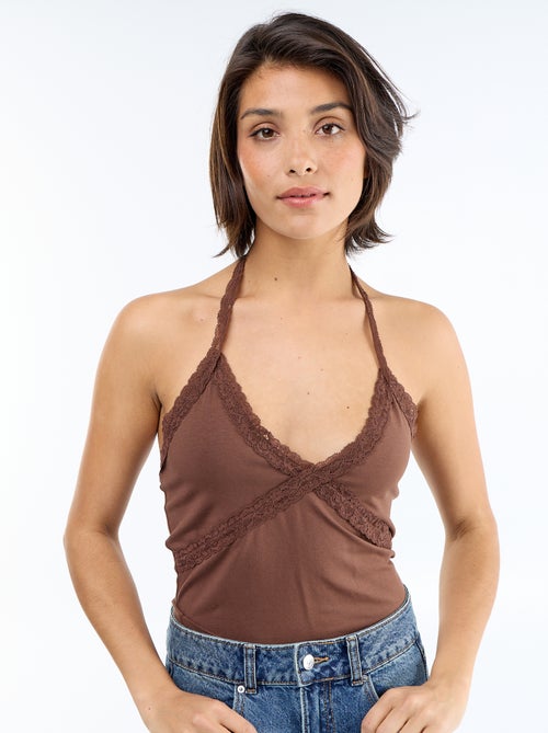 Neckholder-Top mit Spitze - Kiabi