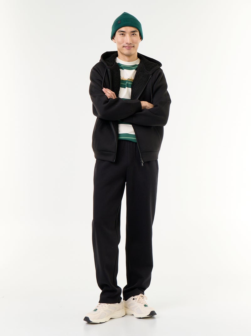 Neopren-Kapuzen-Sweatshirt mit Reissverschluss Noir - Kiabi