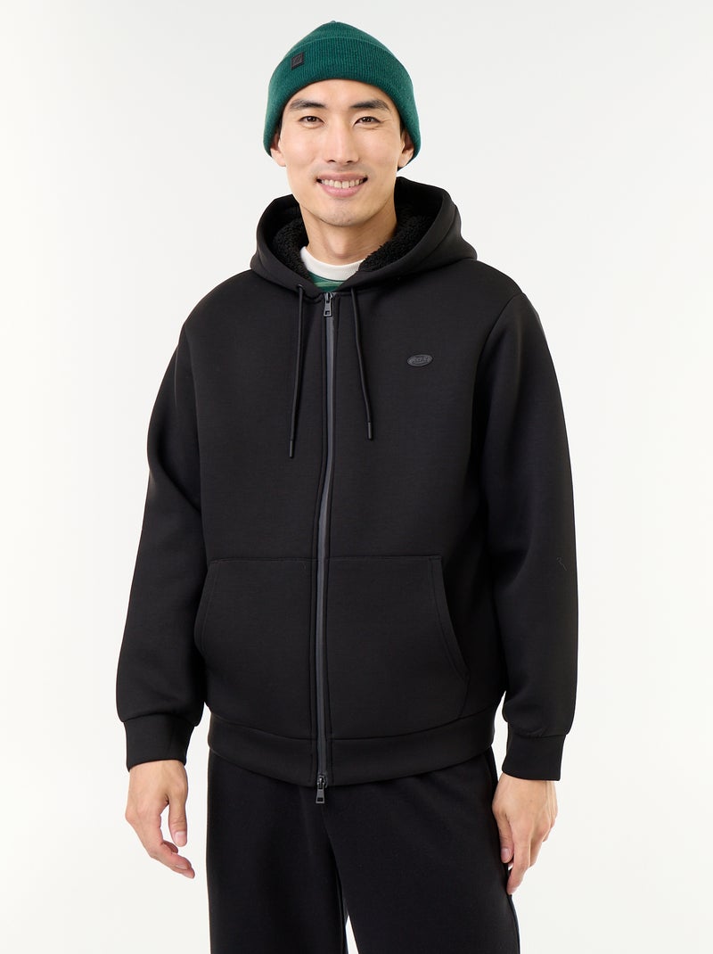 Neopren-Kapuzen-Sweatshirt mit Reissverschluss Noir - Kiabi