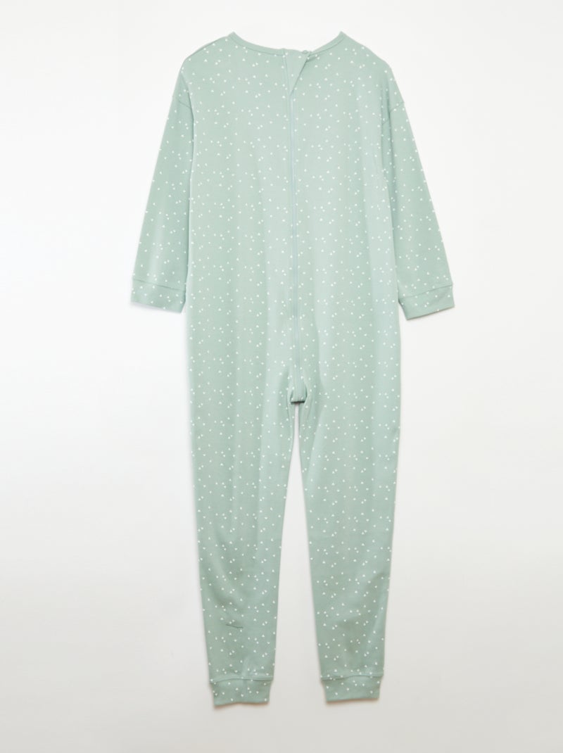 Night Jumpsuit with Zipper Opening - Easy-Wear Collection GREEN - Kiabi