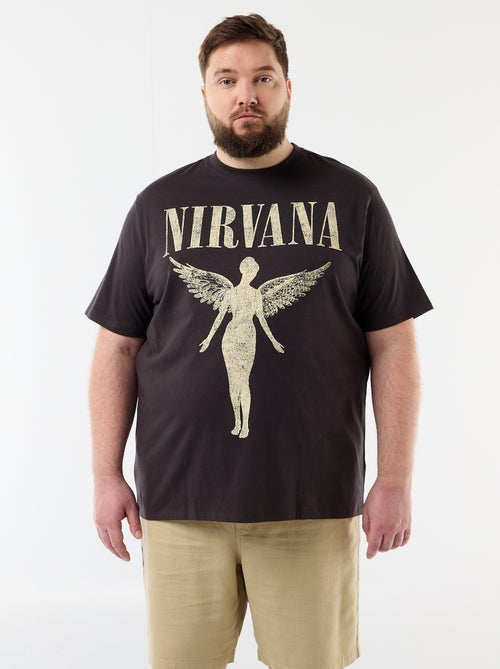 'Nirvana' short-sleeved T-shirt with front and back print - Kiabi