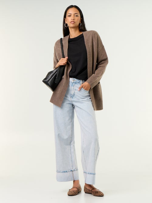 Offene unifarbene Strickjacke mit 2 aufgesetzten Taschen - Kiabi