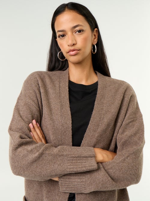 Offene unifarbene Strickjacke mit 2 aufgesetzten Taschen - Kiabi