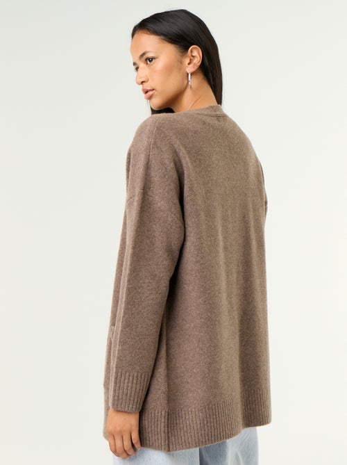 Offene unifarbene Strickjacke mit 2 aufgesetzten Taschen - Kiabi