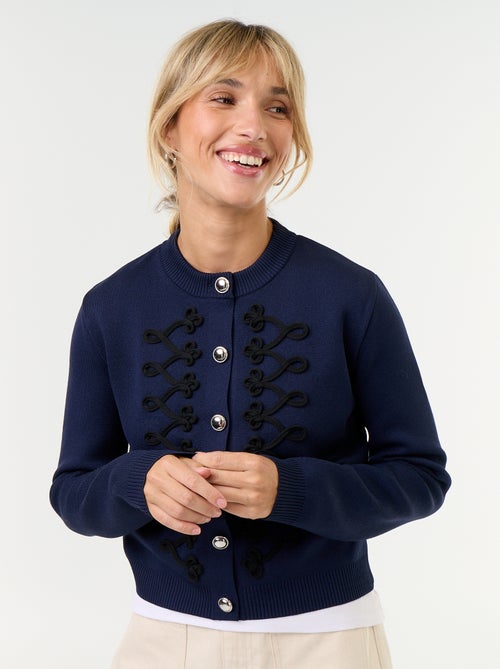Officer-Style Cardigan with Decorative Braiding - Kiabi