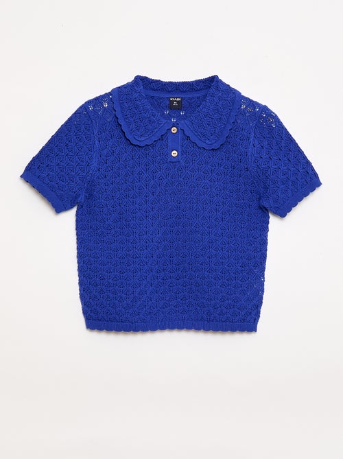 Open Knit Short-Sleeve Polo Shirt - Kiabi