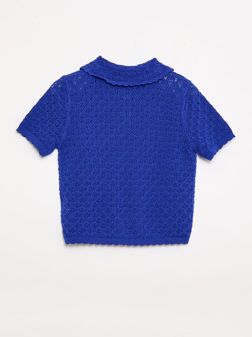 Open Knit Short-Sleeve Polo Shirt - Kiabi