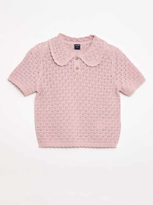 Open Knit Short-Sleeve Polo Shirt - Kiabi