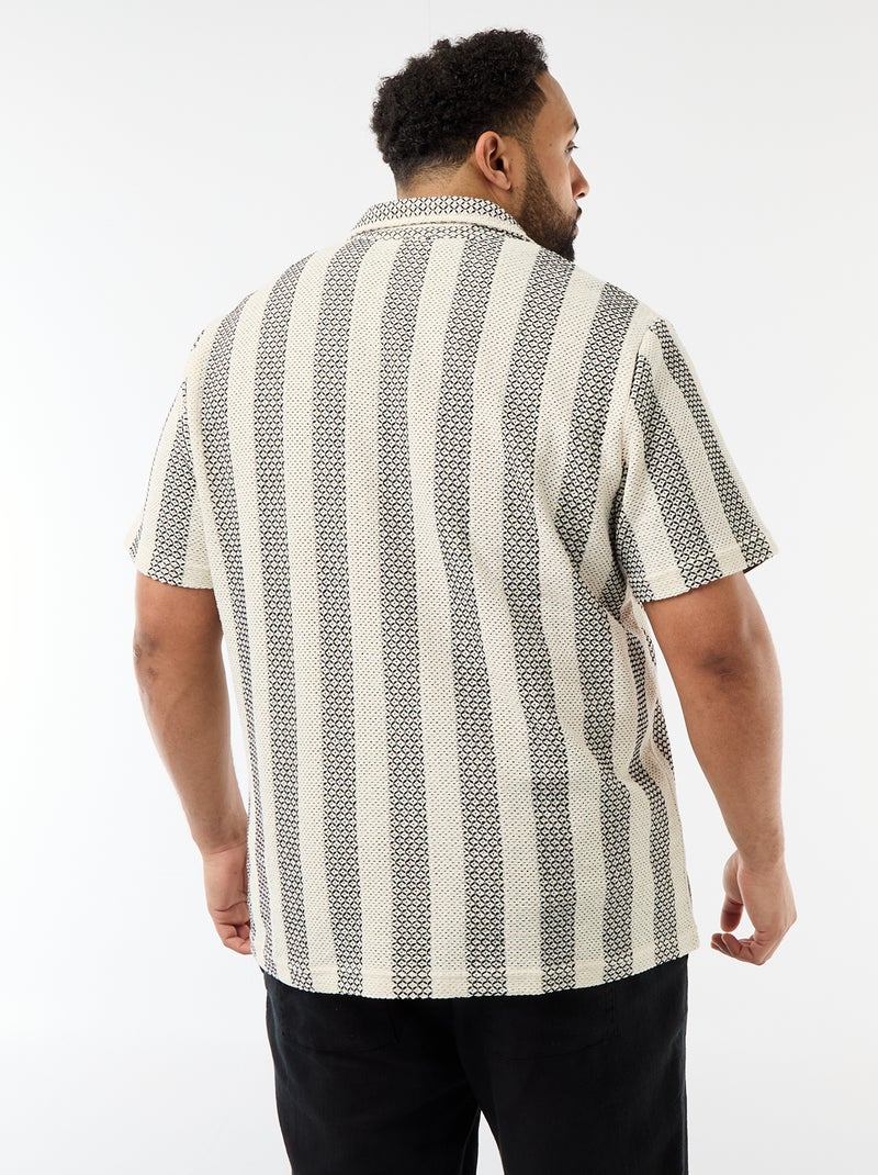 Open-Knit Short-Sleeve Shirt White - Kiabi